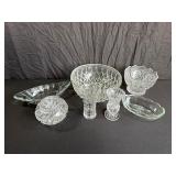 Clear Pressed Glass Bowls and Vases