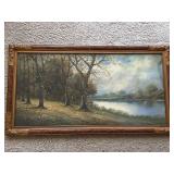 Landscape Oil Painting in Ornate Frame
