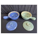 Two Glazed Ceramic Soup Bowls