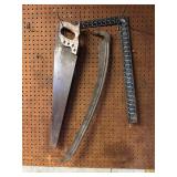 Three Vintage Tools on Pegboard Display