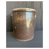 Brown Glazed Stoneware Crock with Handles