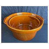 Earthenware Brown Ribbed Crock For a Crockpot