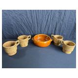 McCoy Brown Serving Bowl and Mugs Set
