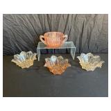 Depression Glass Bowls and Sugar Dish