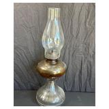 18-Inch Glass Oil Lamp with Metal Elements