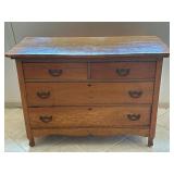 Oak Four-Drawer Dresser with Metal Hardware