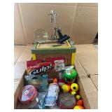 Vintage Fishing Gear with Bait Canteen