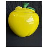 Yellow Ceramic Apple-Shaped Jar with Lid