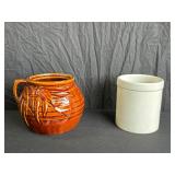 McCoy Pottery Jug and White Stoneware Crock