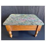 Wooden Footstool With Hinged Storage