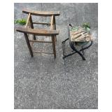 Wooden Saddle Stand and Realtree Folding Stool