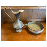 Hammered Metal Pitcher and Bowl Set