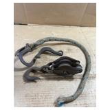 Rustic Double Pulley Block with Hooks