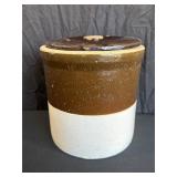 Two-Tone Stoneware Crock with Lid