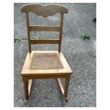 Wooden Child's Rocking Chair With Cane Seat