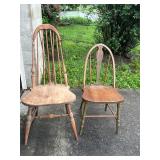 Two Wooden Windsor Side Chairs