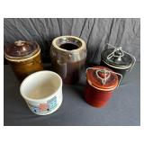 Five Stoneware Jars and Crocks