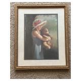 Framed Artwork of Girl With Teddy Bear