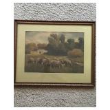 Framed Pastoral Sheep Scene Print