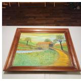Framed Painting of Scenic Landscape