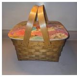 Hand-Painted Wooden Picnic Basket
