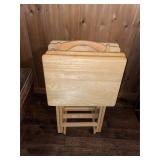 4 Wooden TV Trays with Stand