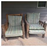 Two Hand-Made Log Chairs