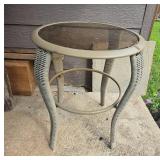 Wicker Outdoor Side Table with Glass Top