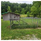 Chain Link Chicken Coop with Wooden Shelter