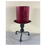 Iron Candle Holder with Red Pillar Candle
