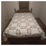 Patchwork Quilt With Double Wedding Ring Pattern