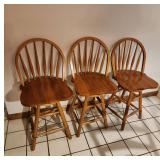 24' Oak Barstools with Swivel Seats