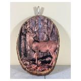 Wood Slice Plaque With Deer Image