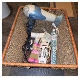 Basket of Hair Styling Tools and Accessories