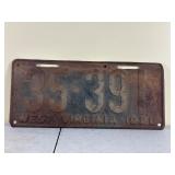 1928 West Virginia License Plate