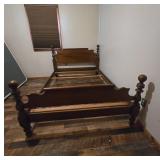 Full-Size Wooden Bed Frame with Turned Posts