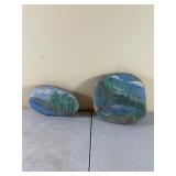 Hand-Painted Landscape on Natural Stones