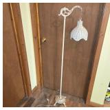Vintage Metal Floor Lamp With Wicker Shade