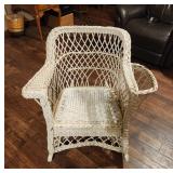 White Wicker Rocking Chair with Armrests