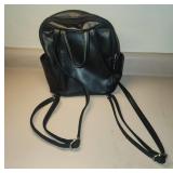 Black Faux Leather Mini Backpack
