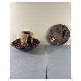 Decorative Ceramic Plate and Candle Bowl