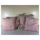 Four Red and White Throw Pillows