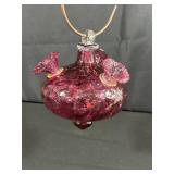 Purple Glass Hummingbird Feeder with Flowers