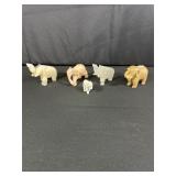 Five Carved Stone Elephant Figurines