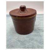 Brown Glazed Stoneware Crock with Lid