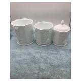 White Ceramic Canister Set with Grape Design