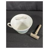 Ceramic Shaving Mug and Metal Razor