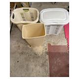 Three Plastic Laundry Baskets