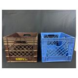 Two Plastic Dairy Crates by Borden and Generic