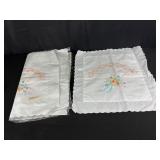 Embroidered Linens with Floral Fan Design